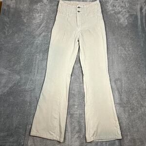 We the Free Wilder Flare Corduroy Pants Womens 26 Beige High Rise Stretch Denim